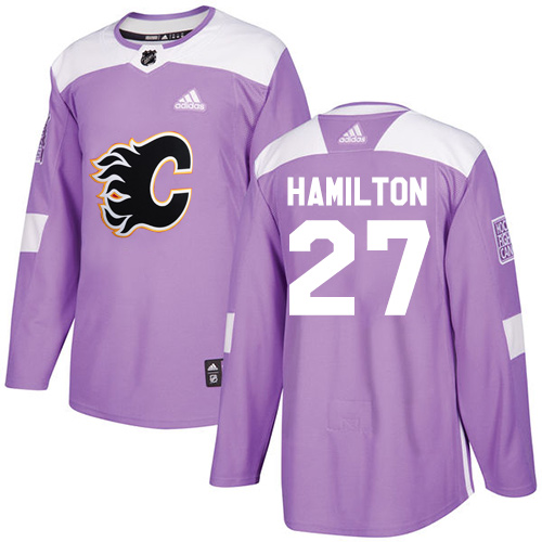 Adidas Flames #27 Dougie Hamilton Purple Authentic Fights Cancer Stitched NHL Jersey